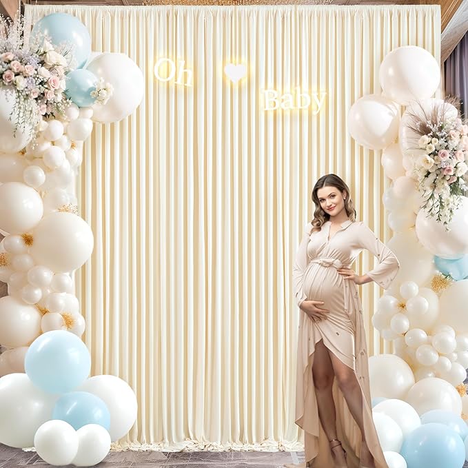 8 Panels Champagne Backdrop Curtain for Parties Wedding Baby Shower Wrinkle Free Photo Curtains Backdrop Drapes Fabric Decoration for Bridal Shower 40ft(W) x 10ft(H)