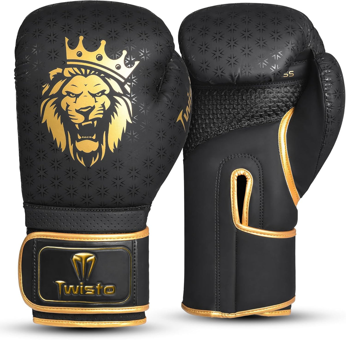 Twisto Boxing Gloves - Pro Training & Sparring | Maya Hide Leather, Black, 10oz-16oz for Men & Women