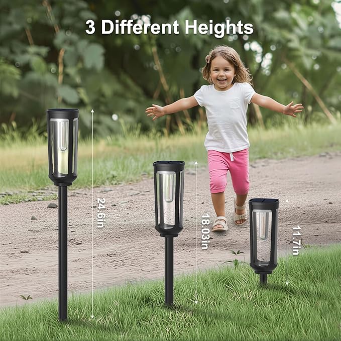 Solar Pathway Lights Outdoor Waterproof IP65, 4 Pack Cool White Solar Walkway Lights, Auto On/Off Outdoor Light for Lawn Garden Patio Driveway Decor Landscape Lighting