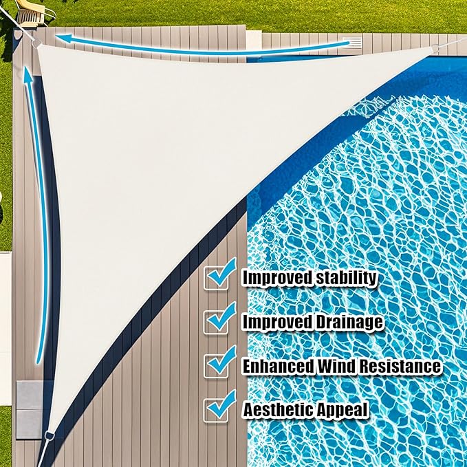 Amagenix Sun Shade Sail 13X13X18.4 Curved Edge Outdoor Shade Canopy Cream Breathable 95% UV Block Shade Cloth for Patio Garden Backyard (We Make Custom Size)