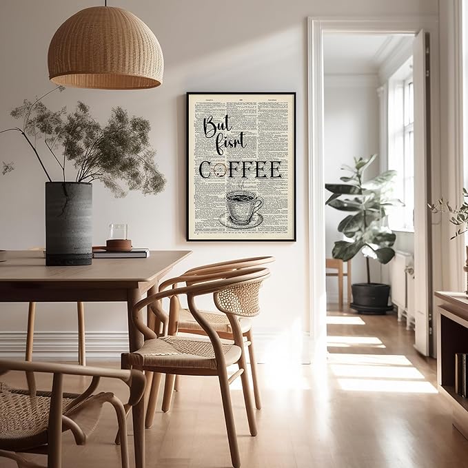 Poster Master Dictionary Art Poster - But First Coffee Print - Cafe Art - Gift for Men, Women, Coffee Lovers & Barista - Funny Decor for Kitchen, Restaurant or Dining Room, 24x32 Unframed Wall Art
