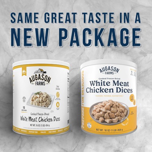 Augason Farms Freeze-Dried White Meat Chicken Dices - Emergency Food Supply, 15 Servings