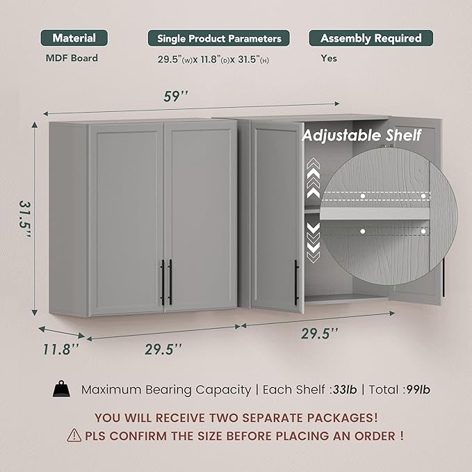 FIMELLO 59" Wall Cabinets for Laundry Room