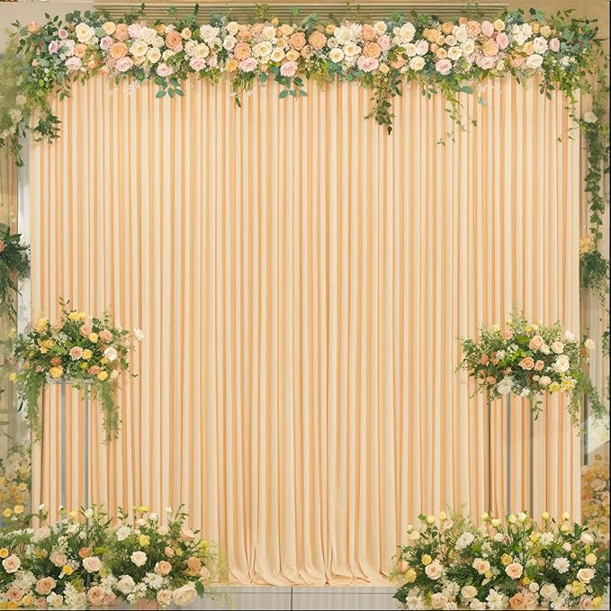 20x10 Dark Champagne Backdrop Curtain for Parties Wedding Baby Shower Wrinkle Free Photo Curtains Backdrop Drapes Fabric Decoration for Bridal Shower 5ft x 10ft,4 Panels