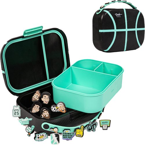 Dude Perfect Lunch Box - Leak Proof Bento Box with Snap Tight Lid & Adjustable Divider | Black
