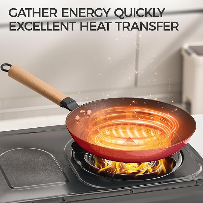 YUTANN Nonstick Frying Pan 12 inch, Ceramic Cast Iron Skillet, Lightweight Pre-seasoned Cast Iron Pan with Detachable Handle, Dishwasher & Oven Safe, Free of PFAS and PFOA