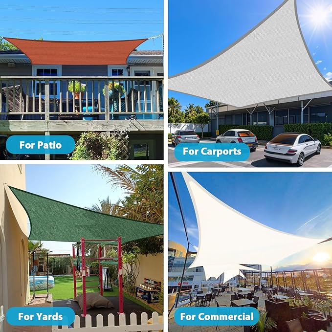 Amagenix Sun Shade Sail 6'X8' Curved Edge Outdoor Shade Canopy White Breathable 95% UV Block Shade Cloth for Patio Garden Backyard (We Make Custom Size)