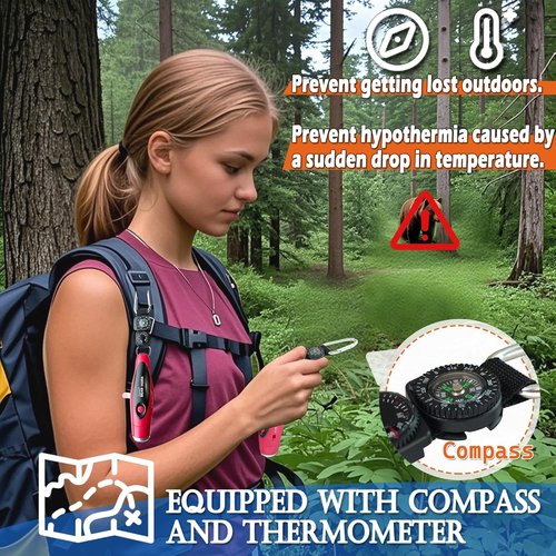 JIUSAIRUI 120dB Electronic Air Horn - Scare Bears & Enhance Safety with Compass & Thermometer