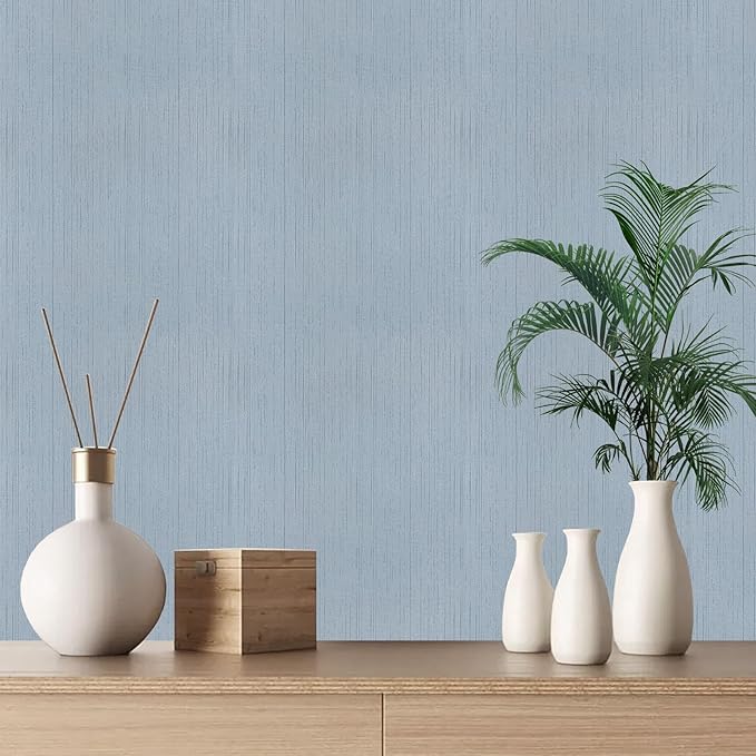 Blue Grasscloth Peel and Stick Wallpaper Texture Contact Paper A Set of 15.7" X