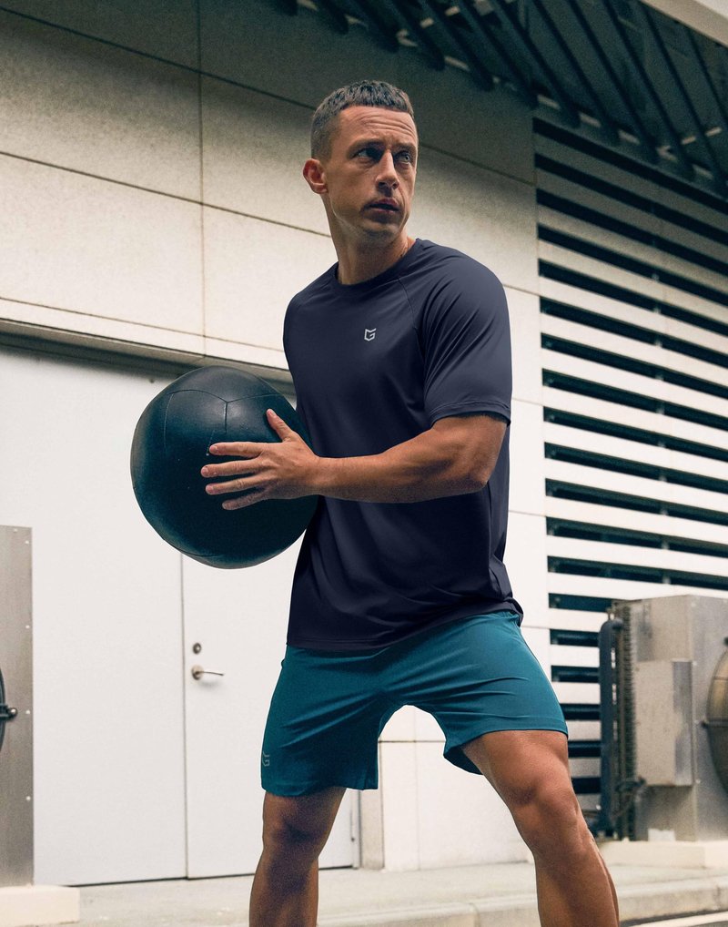 G Gradual Men's Athletic Workout T-Shirts Moisture Wicking Cooling Running Shirts Short Sleeve Performance Tee for Gym Tennis(Navy,3XL)