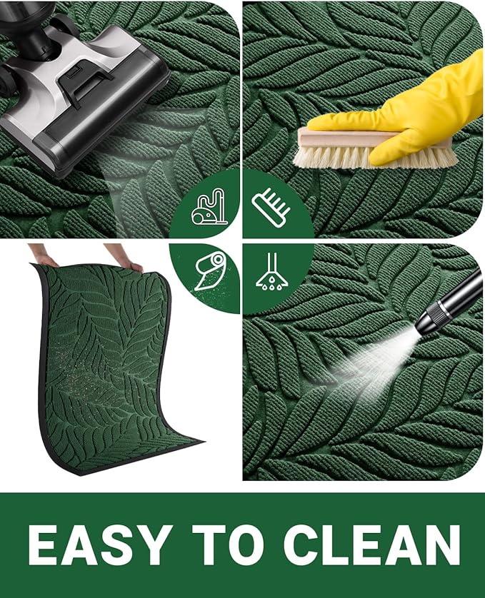 Yimobra Front Door Mat Outdoor Indoor, 36x24 All-Season Waterproof Welcome Mat, All-Weather Outside Entrance Mat, Non-Slip Patio Porch Doormat, Low Profile, Fade Resistant, Green