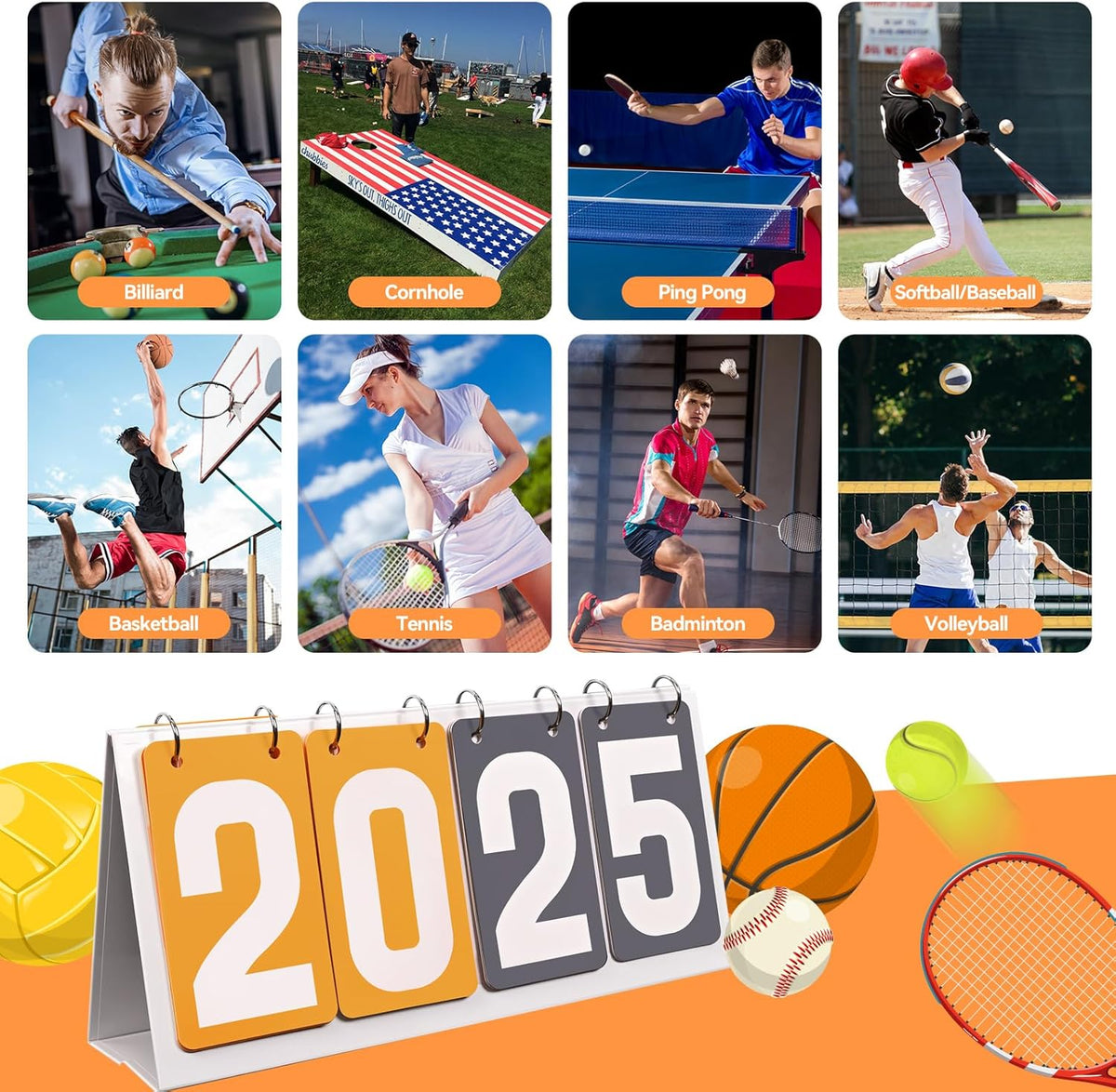 Scoreboard Flip Tabletop Score Counter - Portable, Waterproof & Durable for Sports Training | Pool, Tennis, Basketball