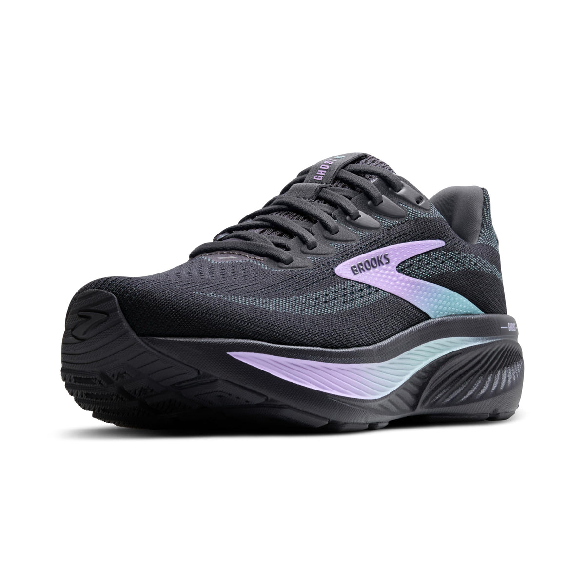 Brooks Women’s Ghost 17 Neutral Running Shoe - Grey/Clearwater/Purple - 9.5 Wide