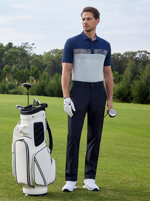 M MAELREG Golf Shirts for Men - Moisture-Wicking Dry Fit Polo with Chest Print | Casual Short Sleeve