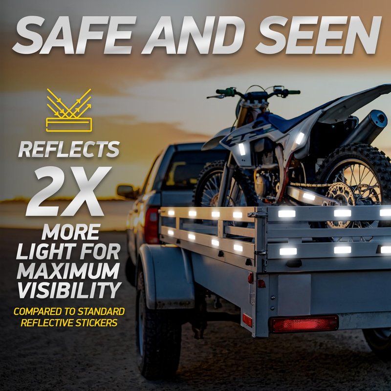 Byllstore Reflective Safety Tape Stickers | 3M Diamond Grade | White | 1.2″ x 3.15″ | 20-Pack | Safety Warning Tape for Helmets, Cars, Mailboxes & More