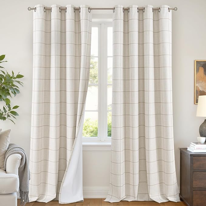 Lajode Plaid Patterned Curtains Thermal Insulated