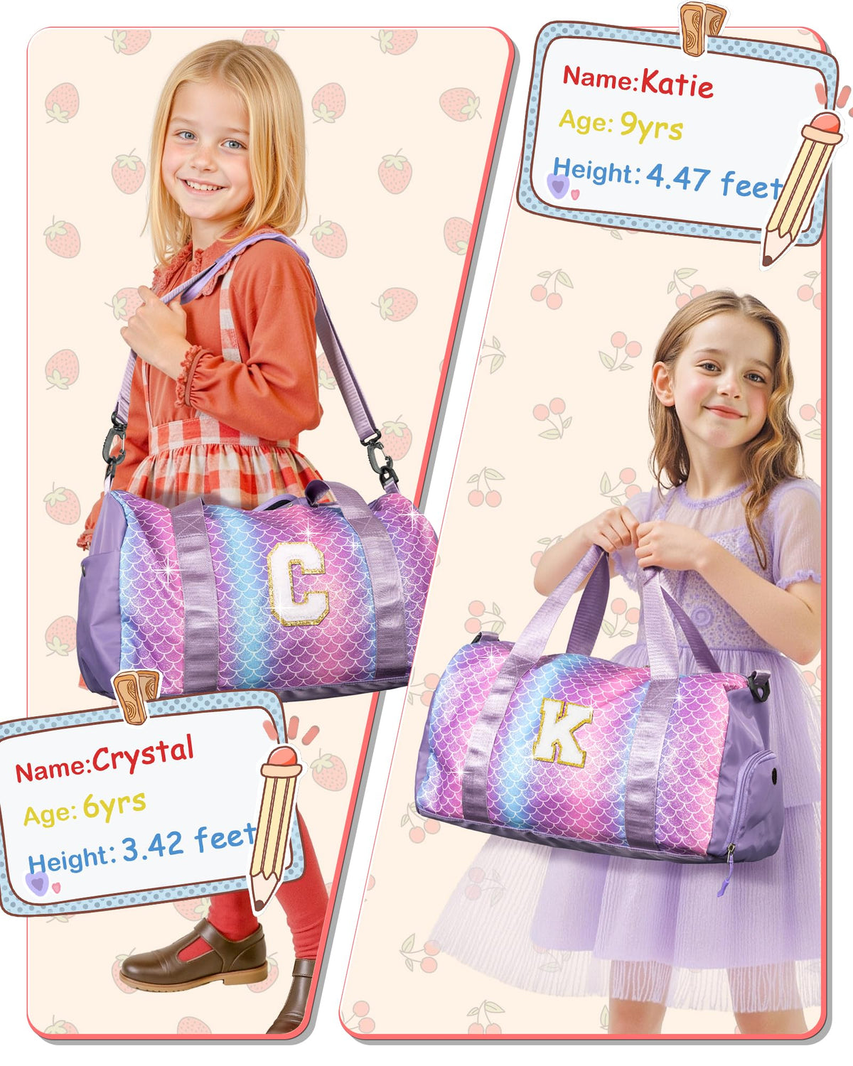 Vogewood Graduation Gifts Granddaughter-Girl Gym Bag with Shoe Compartment, Kid Personalized Weekender Overnight Bags, Initial Travel Tote with Makeup Pouch, Trendy Stuff for Teen Sister (Letter L)