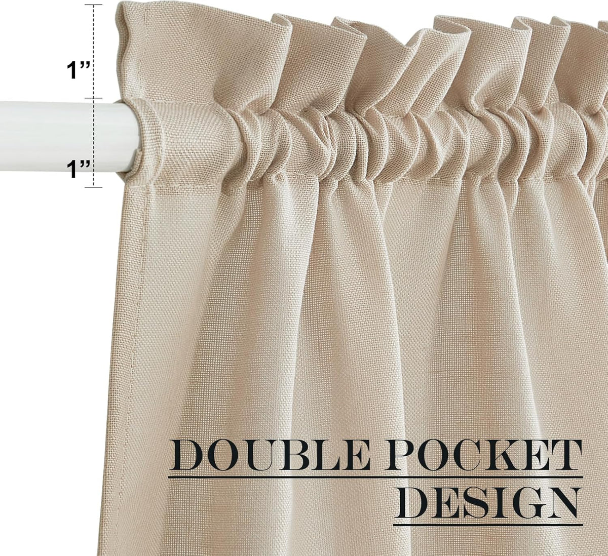 NICETOWN Door Window Curtain - 26 x 40 inches, Sheer Sidelight Blinds for Front Back Door Light Filering Kitchen Curtain Adjustable Window Shades with Bonus Tieback, 1 Piece, Angora
