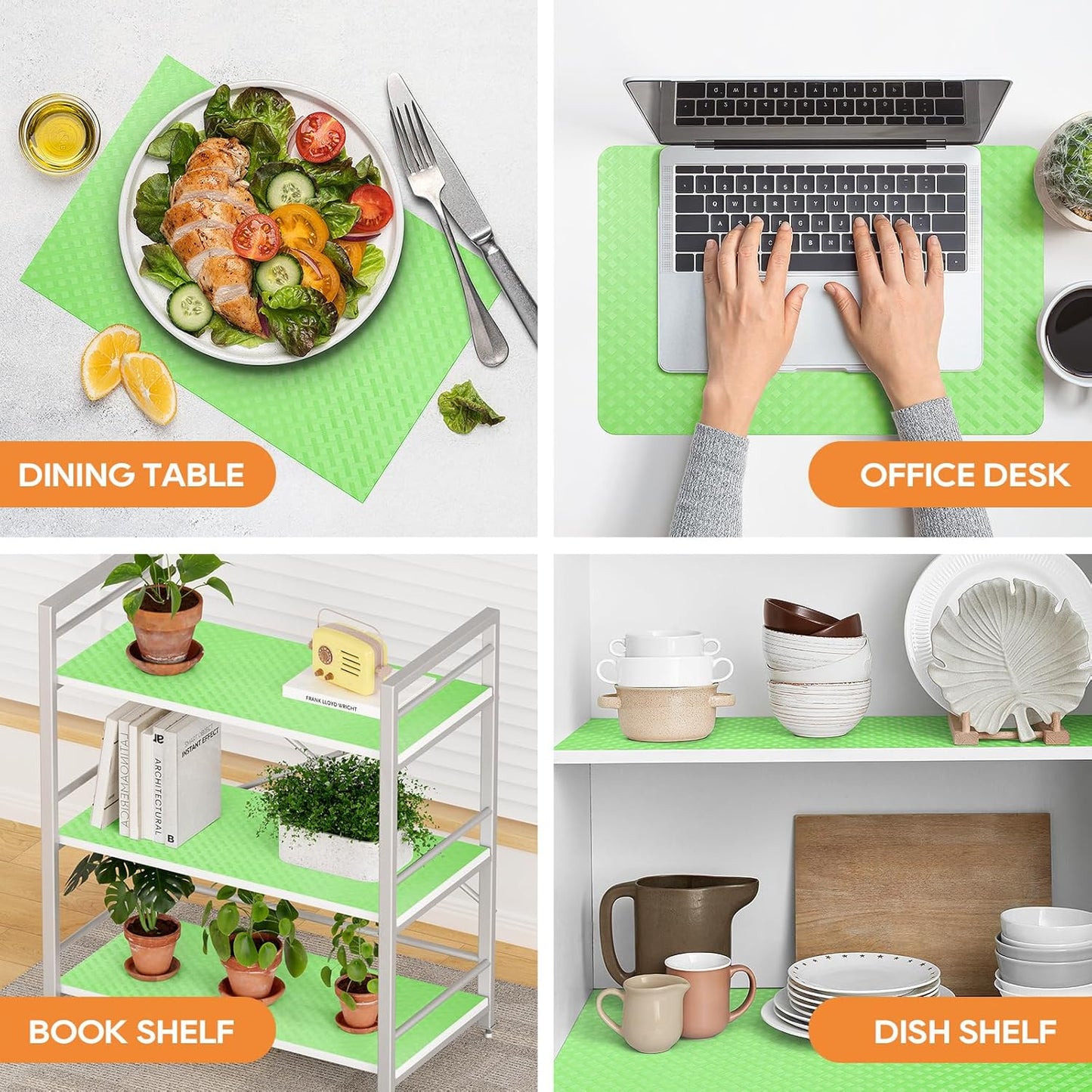 Fridge Liner Shelf Liners for Kitchen Cabinet Refrigerator Liners Waterproof & Oil-Proof Kitchen Cupboard Liner Non Adhesive Drawer Mats EVA Material for Shelves -Green 11.8 x 59 Inches