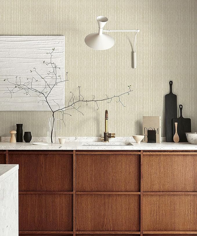 MelunMer Grasscloth Peel and Stick Wallpaper 17.3"x393", Contact Paper