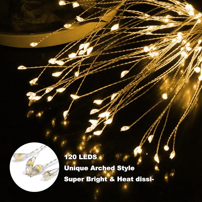 Anordsem Solar Lights Outdoor Waterproof: Garden Light Solar Powered for Yard Outside Decorations-Fireworks Lamp Led for Patio Pathway- Sparkler Stick Twinkle Gifts for Women Wife 4 Pack Warm White