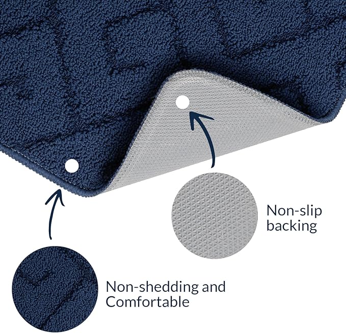 Walensee Indoor Doormat, Front Door Mat for Entrance (32"x48"Navy Blue) Machine Washable Entryway Rug, Non Slip Trapper Door Rugs Absorbent Dirt Low Profile Shoes Scraper Inside Floor Mats