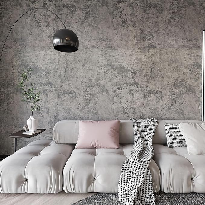 BAYYA Cement Grey Contact Paper Concrete Peel and Stick Wallpaper Industrial