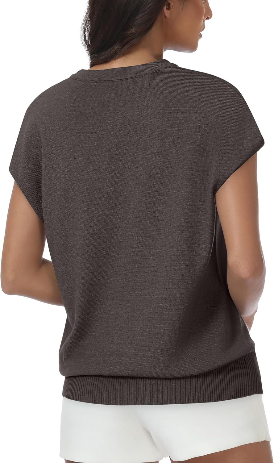 Skiennix Women's Summer Sweater - Short Sleeve Casual Top for Beach Vacations | Dressy Basic Cap Sleeve