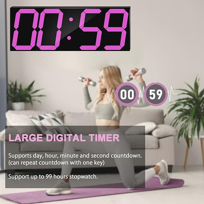 CHKOSDA LED Large Digital Wall Clock, Oversize Wall Clock