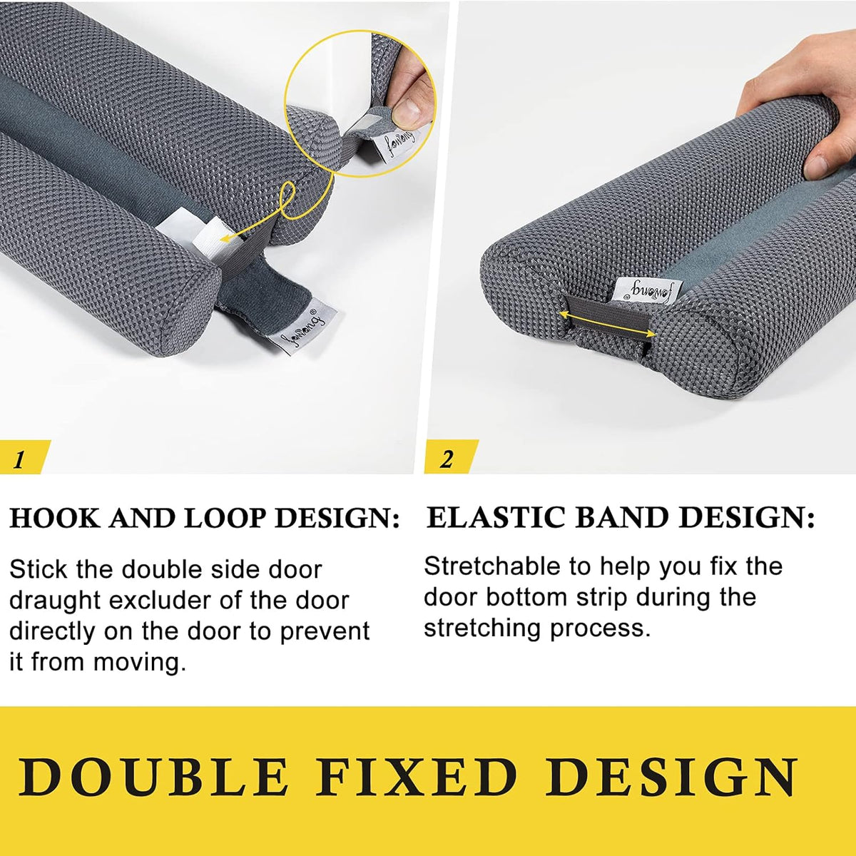 fowong Door Draft Stopper 36 Inch Adjustable Draft Stopper for Bottom of Doors, 30" to 36" Soundproofing Noise Blocker Cover Gap up to 1.5", Grey