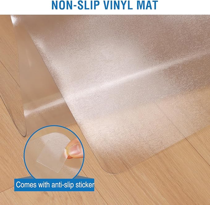 Clear Chair Mat, 75" x 60" Large Chair Mat for Hard Floors, Anti-Slip Desk Mat for Rolling Chair, Easy Glide Vinyl Floor Mat for Home Office Living Room, Clear