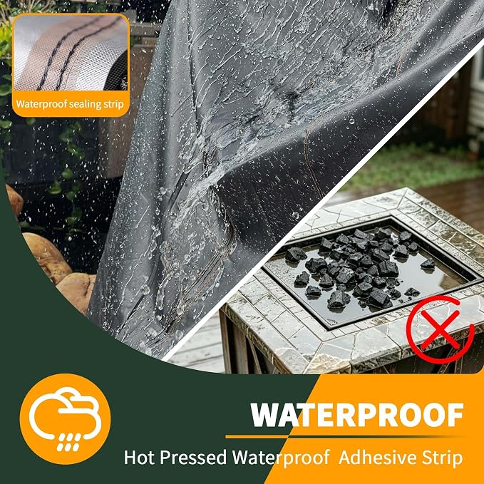 Enzeno Fire Pit Cover Square,Outdoor Firepit Cover Waterproof,Oxford Cloth Patio Fire Table Cover for Outdoor Fire Pit,Fits 30-31 inch Gas Firepit Covers(31" L x 31" W x 25" H)