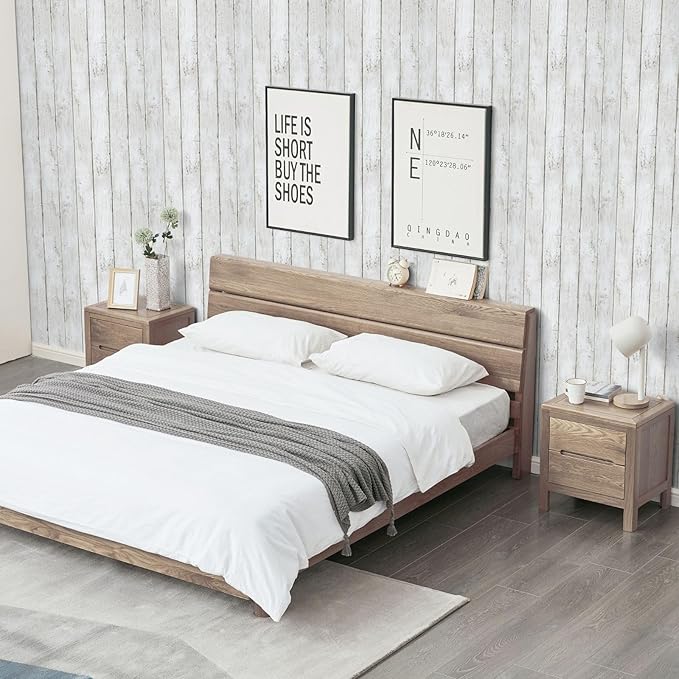 Abyssaly White Gray Wood Paper 17.71 in X 1003.9 in Self-Adhesive Removable
