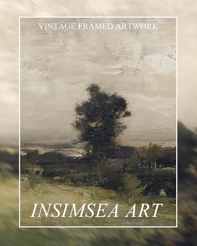 InSimSea Extra Large Framed Vintage Wall Art, Living Room Country Farmhouse Decor, Wilderness Landscape Paintings, Canvas Prints, Retro Scenery Long Picture for Bedroom Above of Bed,20x40inch