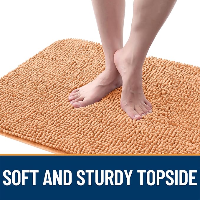 OLANLY Dog Door Mat for Muddy Paws 70x32, Absorbs Moisture and Dirt, Absorbent Non-Slip Washable Doormat, Quick Dry Chenille Mud Mat for Dogs, Entry Indoor Entryway Carpet for Inside Floor, Orange