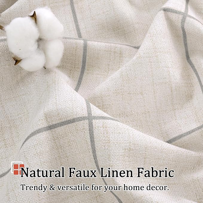 Lajode Grey Plaid Patterned Curtains Thermal Insulated