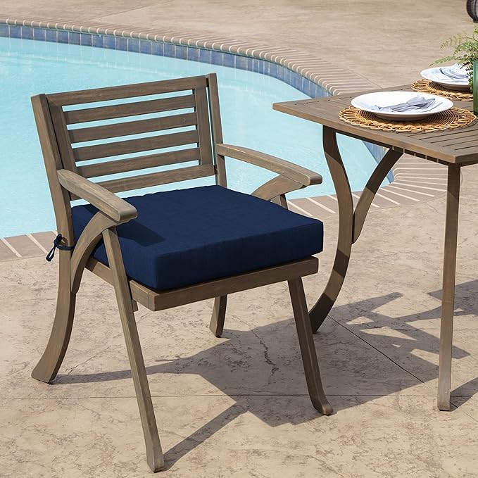 Arden Seat Cushion, 21 x 21, Rain-Proof, Fade Resistant, Cushion for Patio Dining, Adirondack, and Outdoor Chairs Sapphire Blue Leala