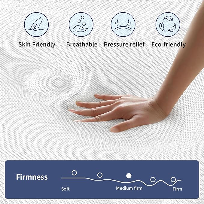 Twin Mattress 10 Inch,Memory Foam Mattress with Pocket Spring, Soft & Comfortable Medium Plush, Motion Isolation, Pressure Relief, CertiPUR-US Certified (75"*39"*10")