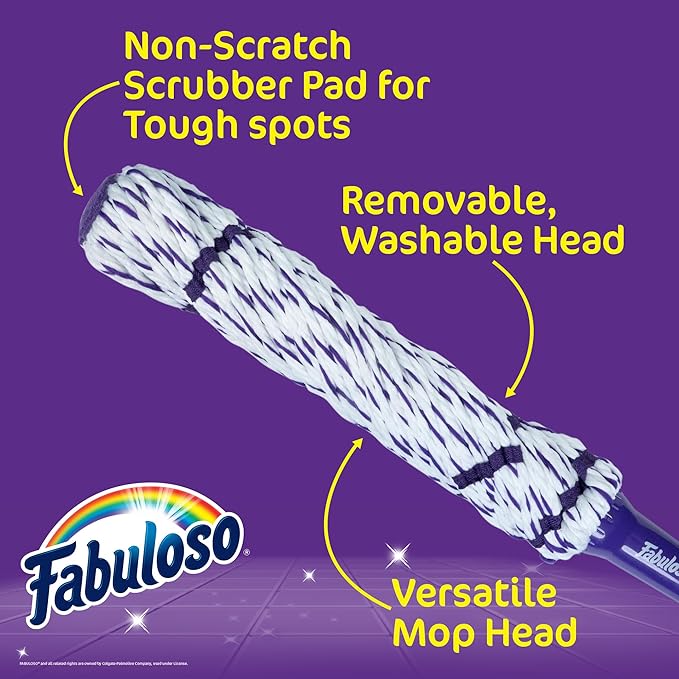 Fabuloso Twist Mop ?€? Self Wringing Mop with Non-Scratch Scrubber and Removable Washable Head for Floor Cleaning