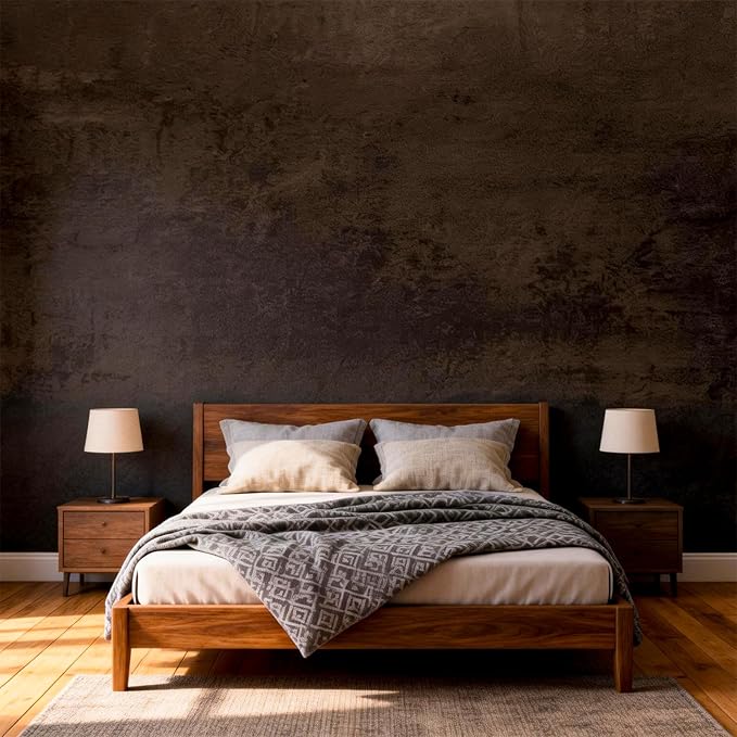 Coffee Brown Peel and Stick Wallpaper Concrete 16''x354'' Caramel Limewash