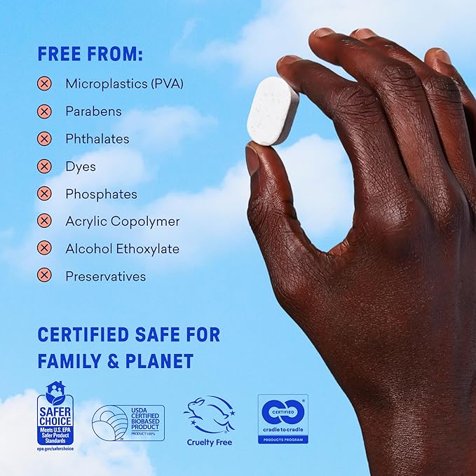 BLUELAND 100% Plastic-Free Dishwasher Detergent Tablets, Starter Set, 60 Count with tin, Lemon Zest, Eco-Friendly Dishwashing Pods, Natural, USDA Certified biobased