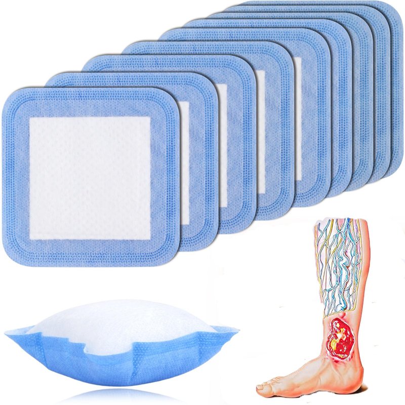 Super Absorbent Dressing Pad for Heavy Exuding Draining Wound Pressure Sore Foot Ulcers Venous Ulcer Leg Cut Skinned Fast Healing Wounds Care 4"x4" (Pack of 10)