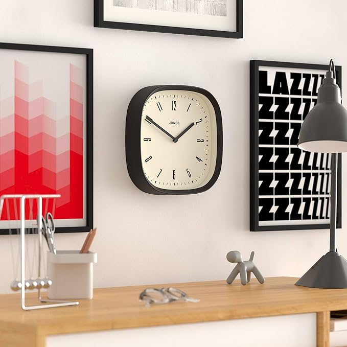 JONES CLOCKS® Marvel wall Clock | Modern Retro Rounded Square Clock | 10 inch |