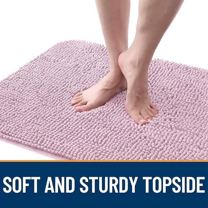 OLANLY Dog Door Mat for Muddy Paws 59x32, Absorbs Moisture and Dirt, Absorbent Non-Slip Washable Doormat, Quick Dry Chenille Mud Mat for Dogs, Entry Indoor Entryway Carpet for Inside Floor, Dusty Rose