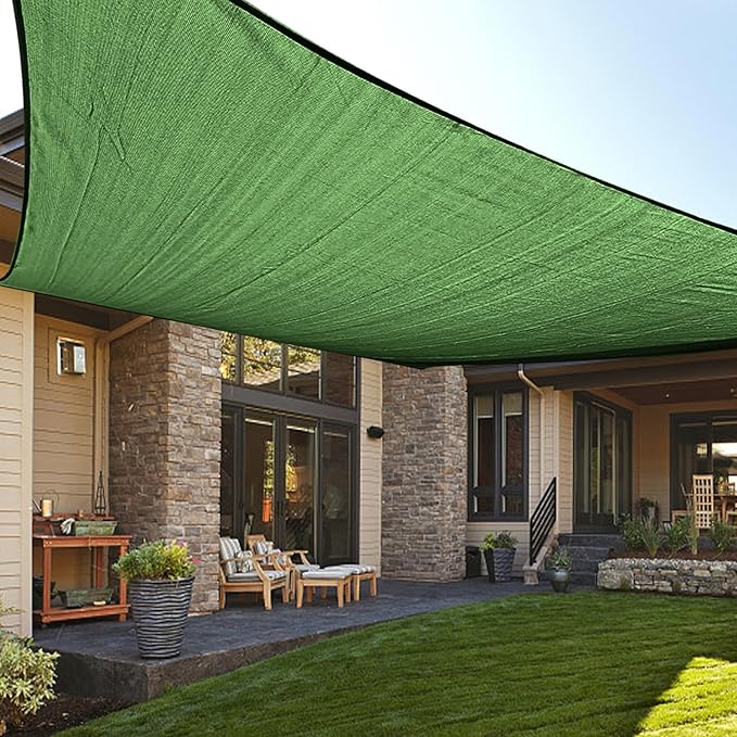 LOVE STORY Custom Size 7'x10' Piquant Green Sun Shade Sail Rectangle UV Block Canopy Patio Sail Sunshades Fabric for Outdoor Garden Carport (We Make Custom Size)