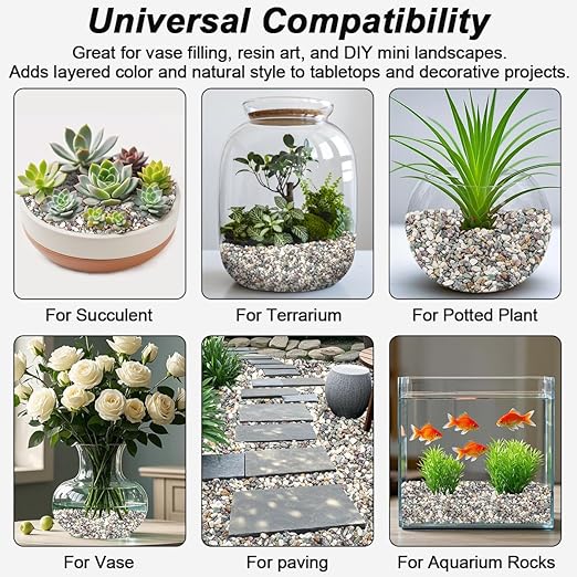 River Rocks,Landscaping Pebbles,Decorative Ornamental Pebbles,Garden Landscaping Stones,Gravel Filler for Home Decoration Flower Bed Fish Tank Plants Vases Succulents (Natural, 5 Pounds)