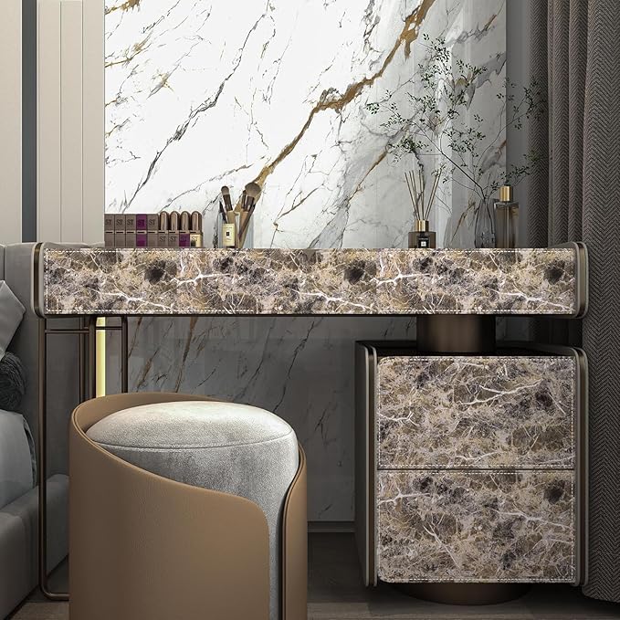BAYYA Extra Wide Marble Granite Peel and Stick Wallpaper Brown Thicken