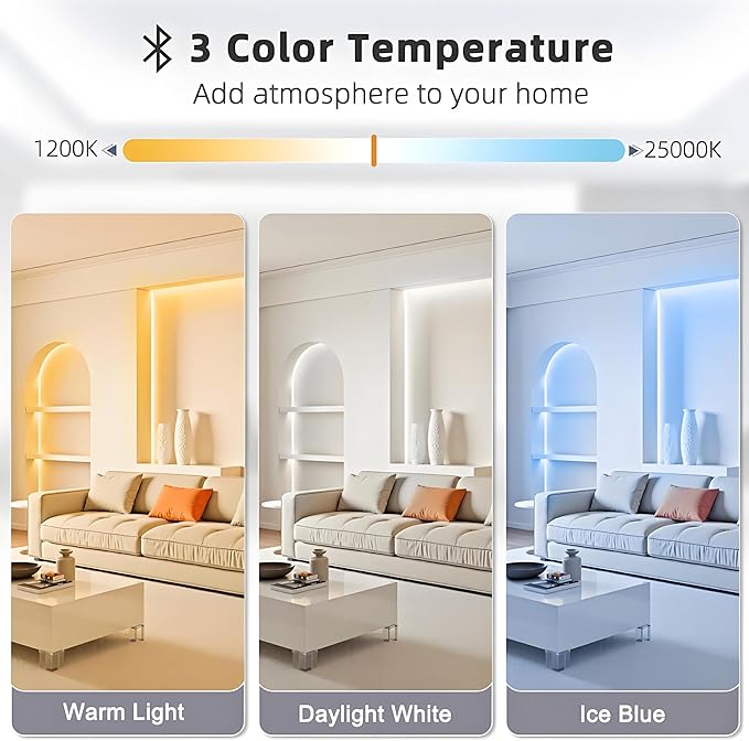 Tenmiro White LED Strip Lights 16.4ft Super Bright 25000K Daylight White