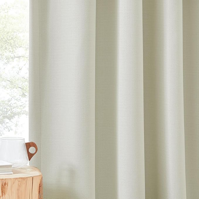 NICETOWN Thick Faux Linen Bedroom Curtains 108 inches Long, Room Darkening Dual