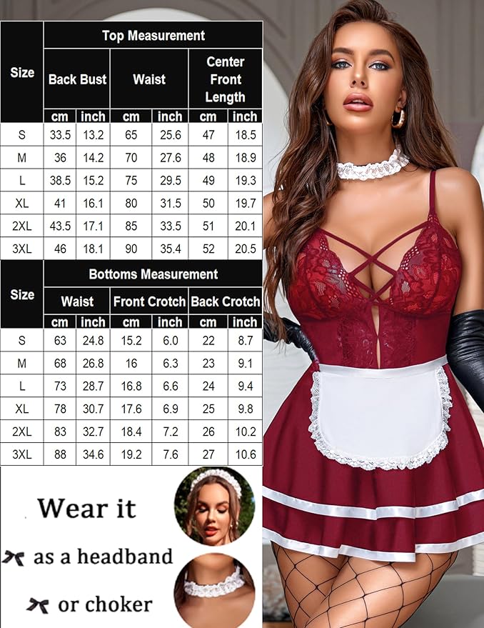 Avidlove Sexy Maid Lingerie for Women Halloween Outfit French Maid Costume Babydoll Lingerie Dress Cosplay Lingeries